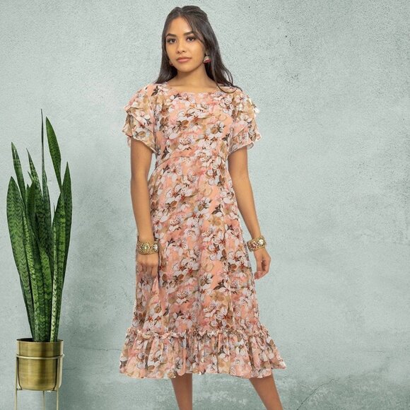 Pink Printed Dress | Harmony Hues Collection | Muvvas Boutique - Picture 2 of 6